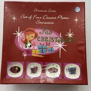 Sakura CHRISTMAS CUTIES Salad Dessert Plates Oneida Set Of Four In Box NEW